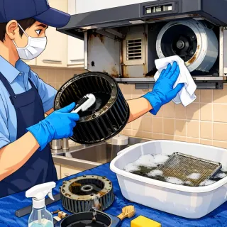 【油ごっそり】レンジフード分解洗浄・内部まで