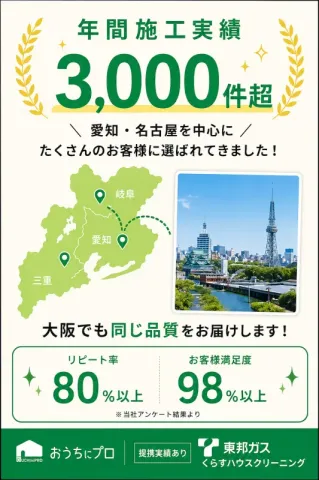 【大阪新規出店✨】口コミ30件まで11,000円！安心の年間施工数3000件超⇧のサービス写真